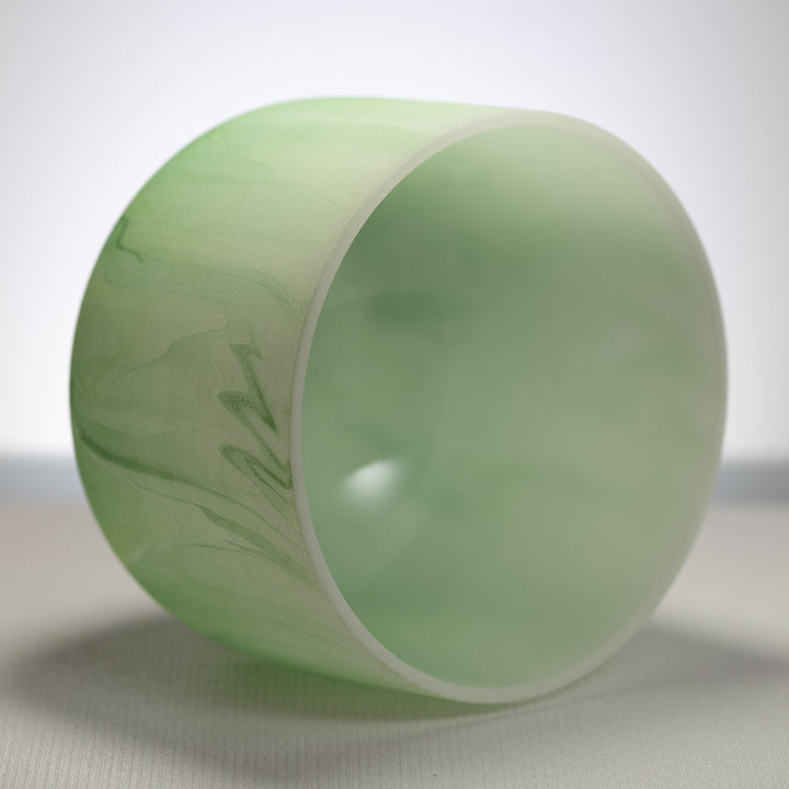 11" G-22 Green Swirl Frosted Crystal Singing Bowl