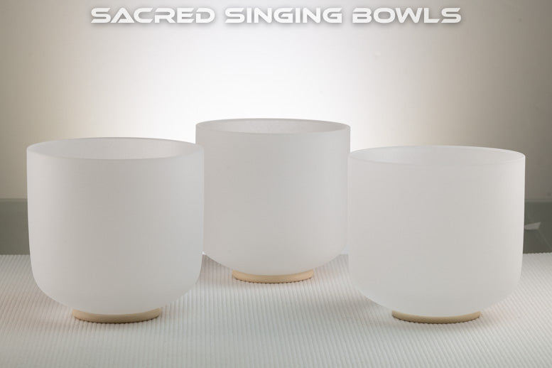 Frosted Crystal Singing Bowl Set: C# Major, Sacred Singing Bowls