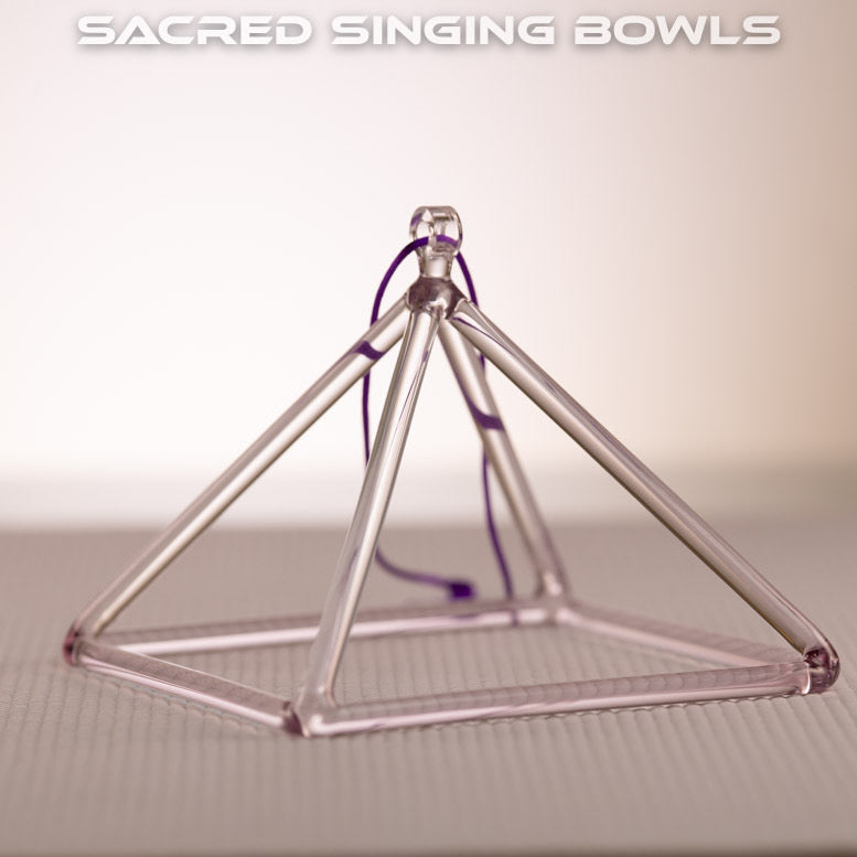 6" Light Pink Crystal Pyramid: A#5-34, Sacred Singing Bowls