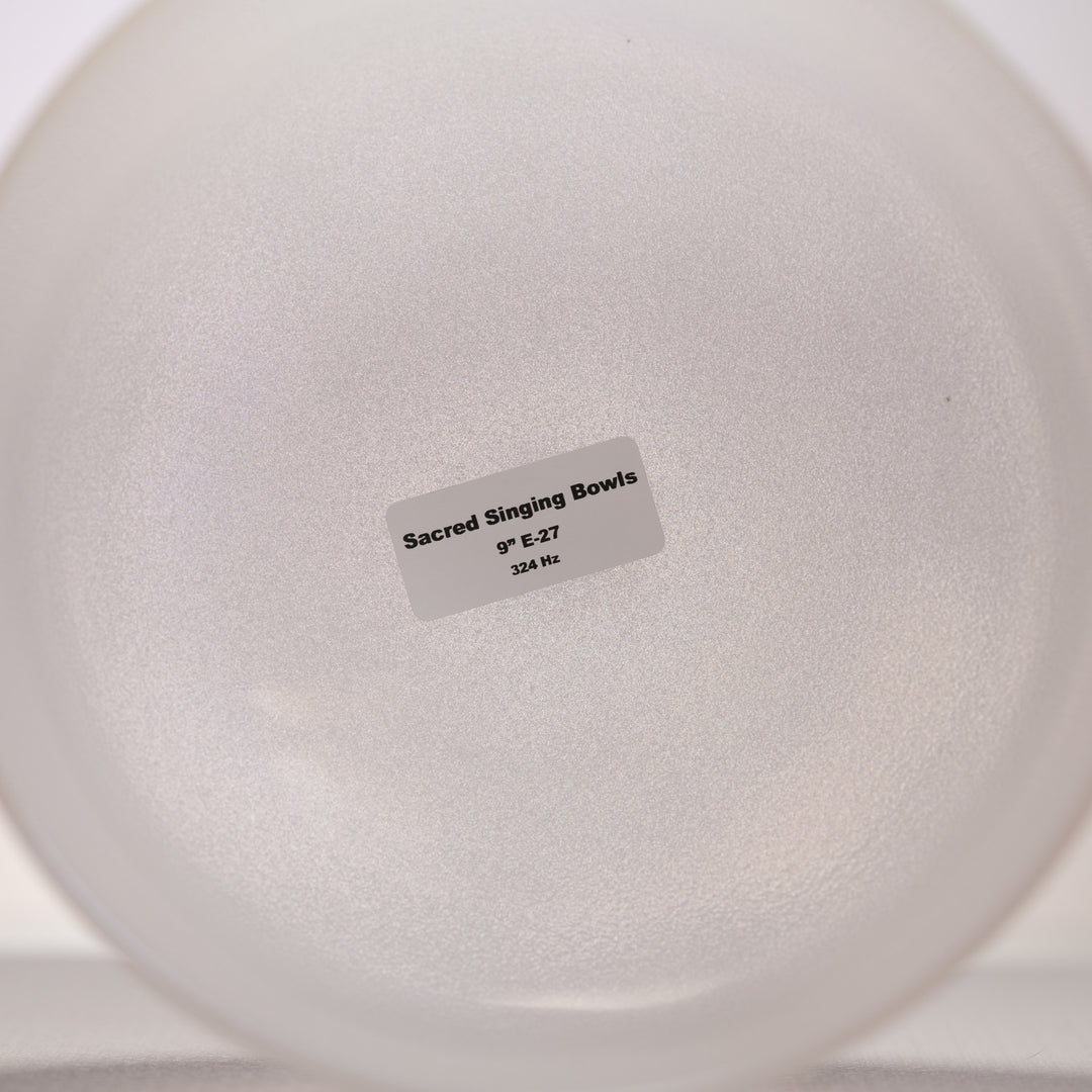 9" E-27 White Celestial Frosted Crystal Singing Bowl