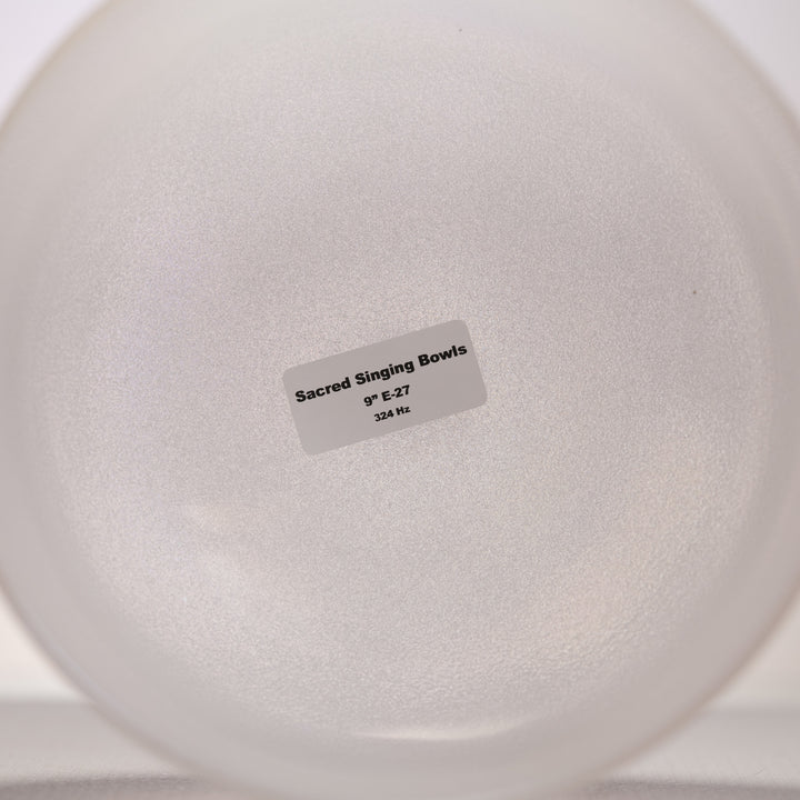 9" E-27 White Celestial Frosted Crystal Singing Bowl