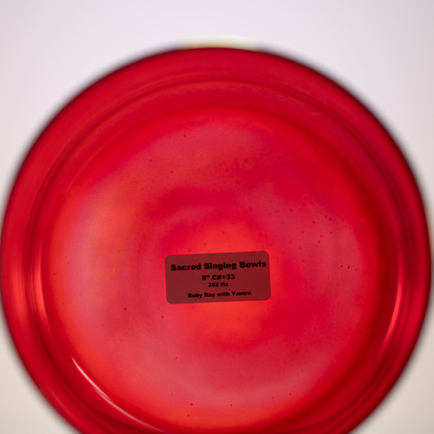 8" C#+33 Ruby Ray with Sri Yantra Crystal Singing Bowl