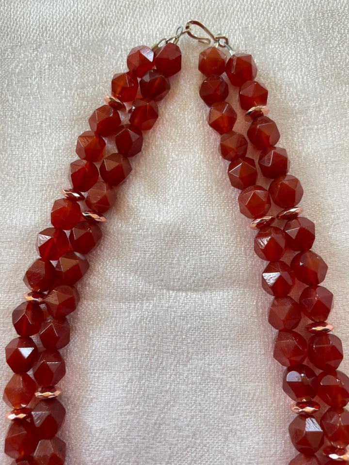 Faceted Carnelian Necklace, 2 layer