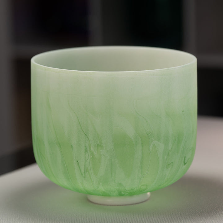 11" B-20 Green Swirl Frosted Crystal Singing Bowl