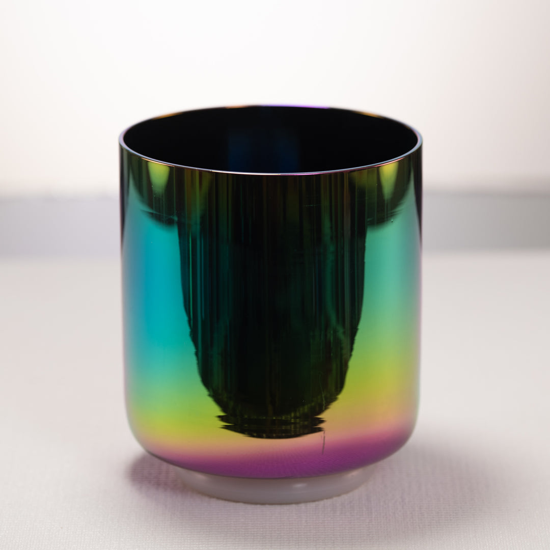 6.25" F#+9 Celestial Rainbow Crystal Singing Bowl, Perfect Pitch