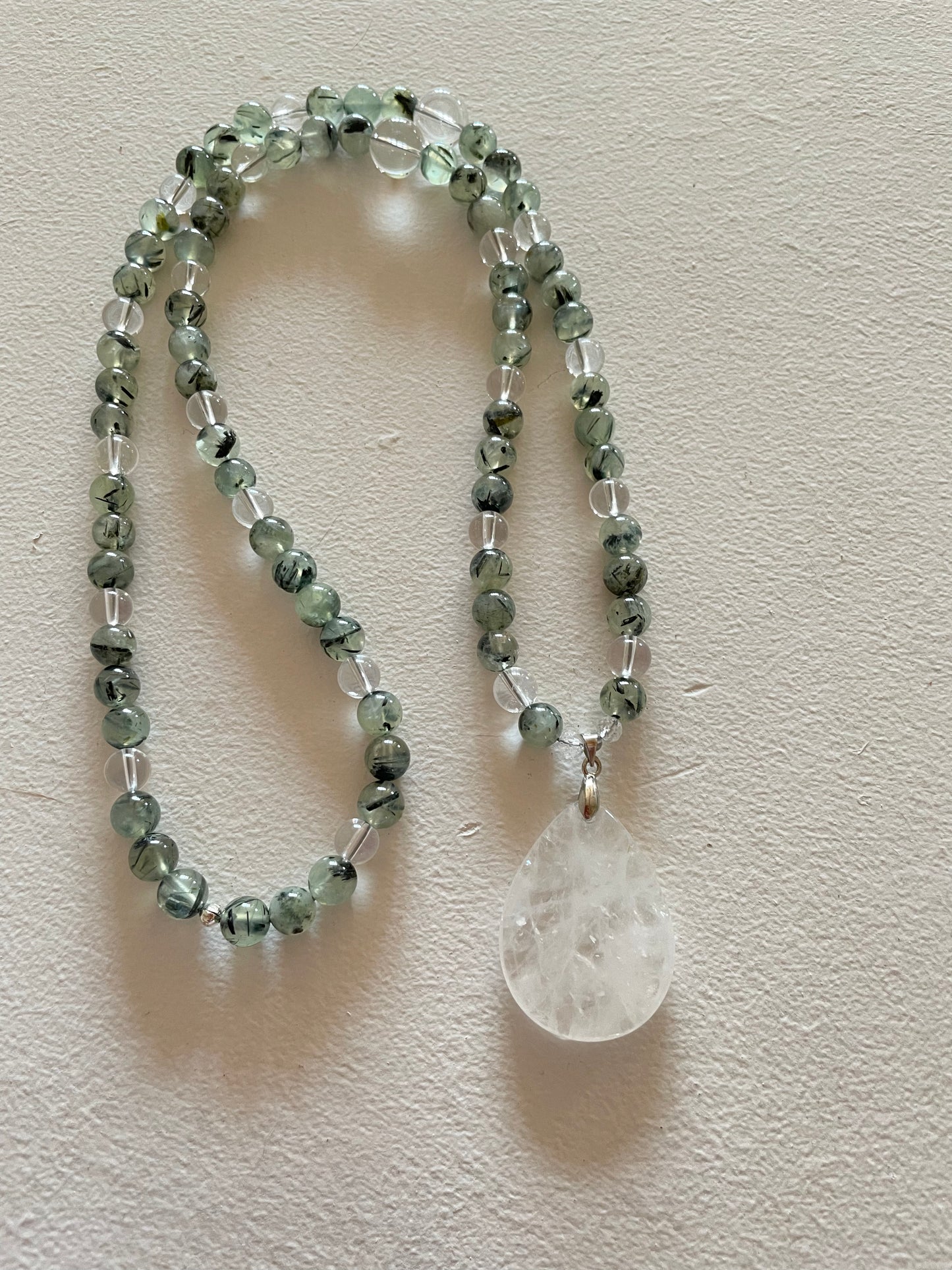 Prehnite and Clear Quartz Necklace