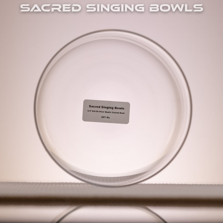 6.5" D+20 Clear Quartz Crystal Singing Bowl, Sacred Singing Bowls