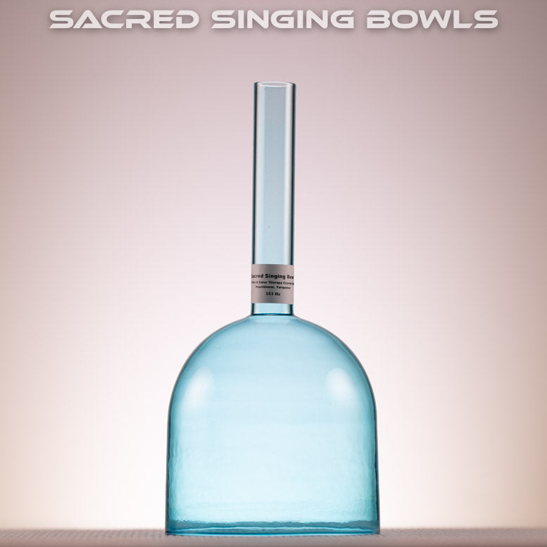 5" F+19 Turquoise Color Crystal Singing Bowl, Sacred Singing Bowls