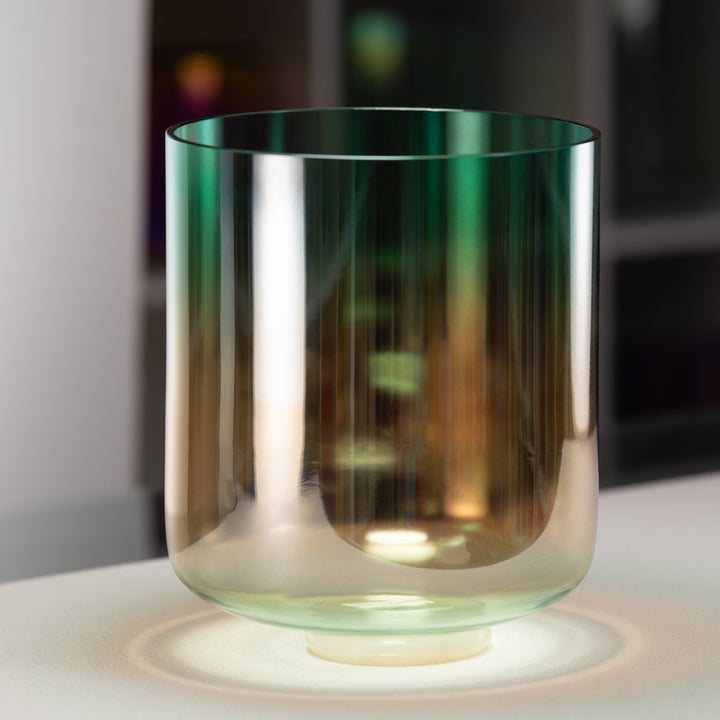Tall Blue and Orange Crystal Singing Bowl