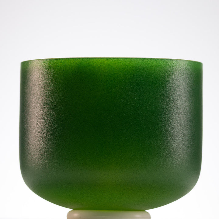 9" G-28 Emerald Heart Frosted Crystal Singing Bowl