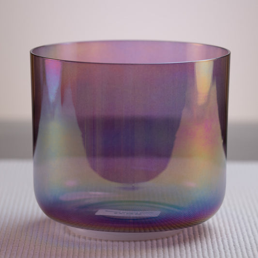 6.5" C#-22 Amethyst Color Crystal Singing Bowl, Prismatic, Sacred Singing Bowls