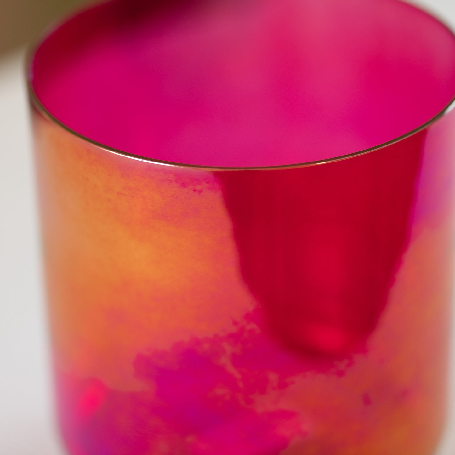 7" B+0 Ruby Color Crystal Singing Bowl, Prismatic, Sacred Singing Bowls