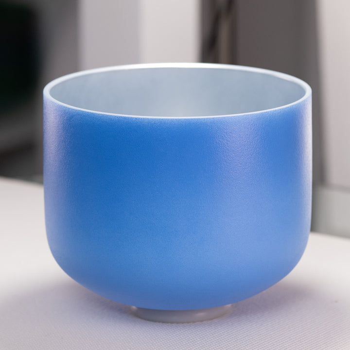 11" D#-28 Father Sky Frosted Crystal Singing Bowl, Silver inside