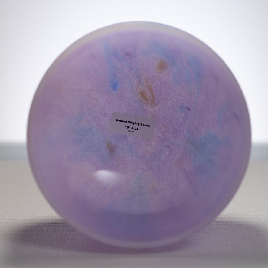 10" A-24 Light Purple Swirl Frosted Crystal Singing Bowl