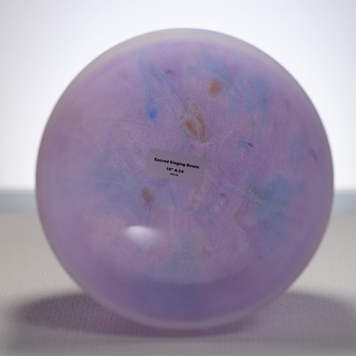 10" A-24 Light Purple Swirl Frosted Crystal Singing Bowl