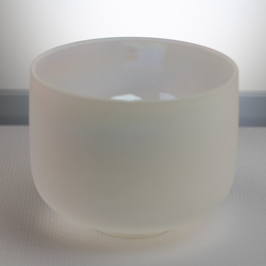 9.5" F+1 White Frosted Singing Bowl with Angel Aura inside