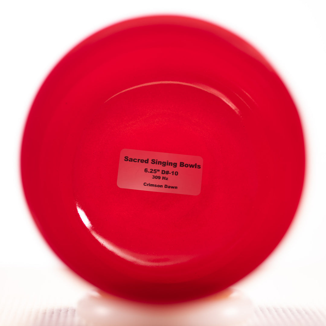 6.25" D#-10 Crimson Dawn Crystal Singing Bowl, Perfect Pitch