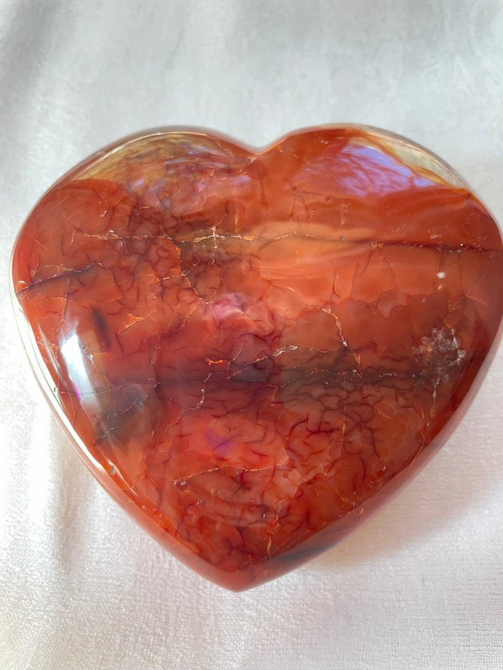 Extra Large Carnelian Heart with Quartz Flower inclusion