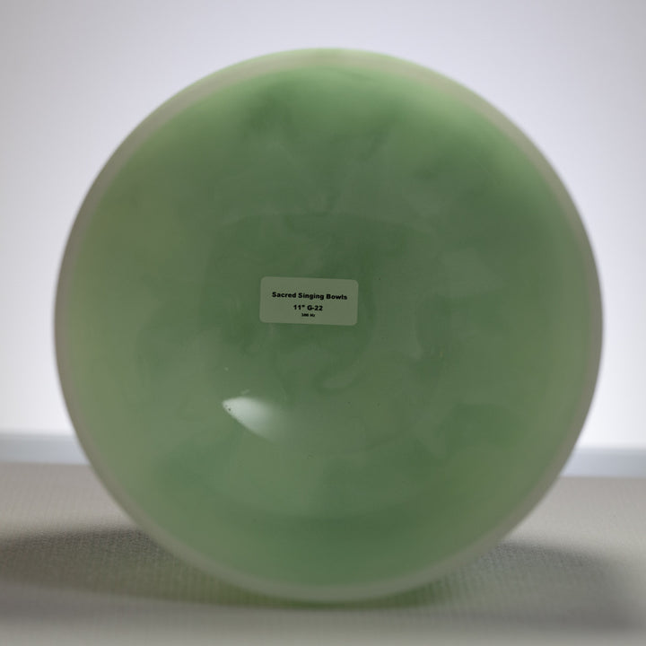 11" G-22 Green Swirl Frosted Crystal Singing Bowl