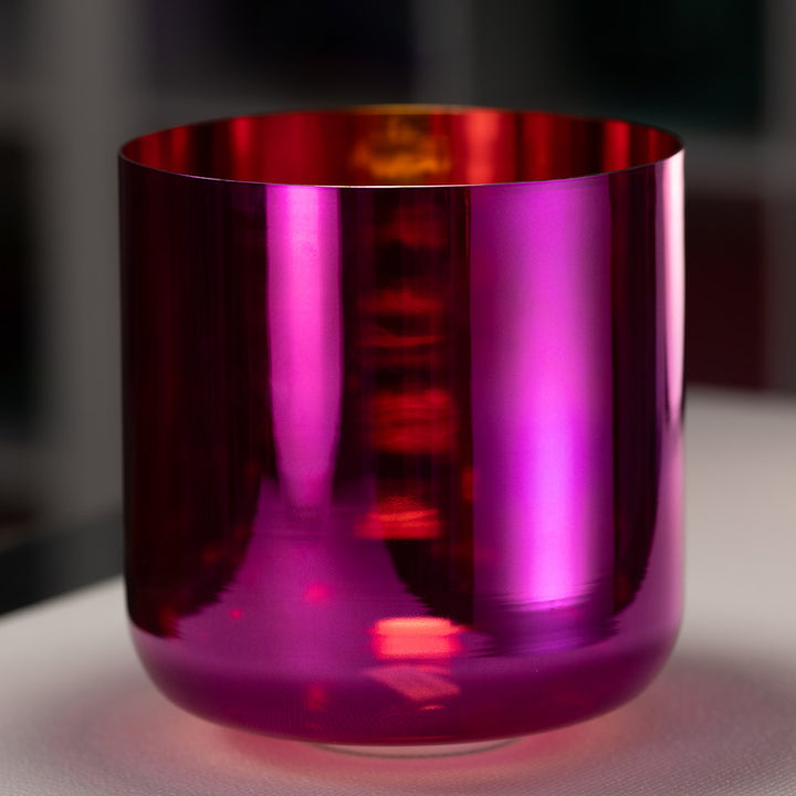 10" B-26 Magenta Manifestation Crystal Singing Bowl, Gold inside
