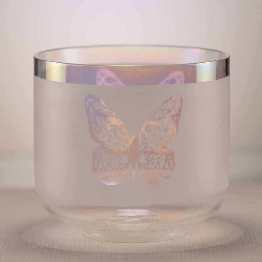 8" F+44 Prismatic Rainbow with Butterflies Crystal Singing Bowl