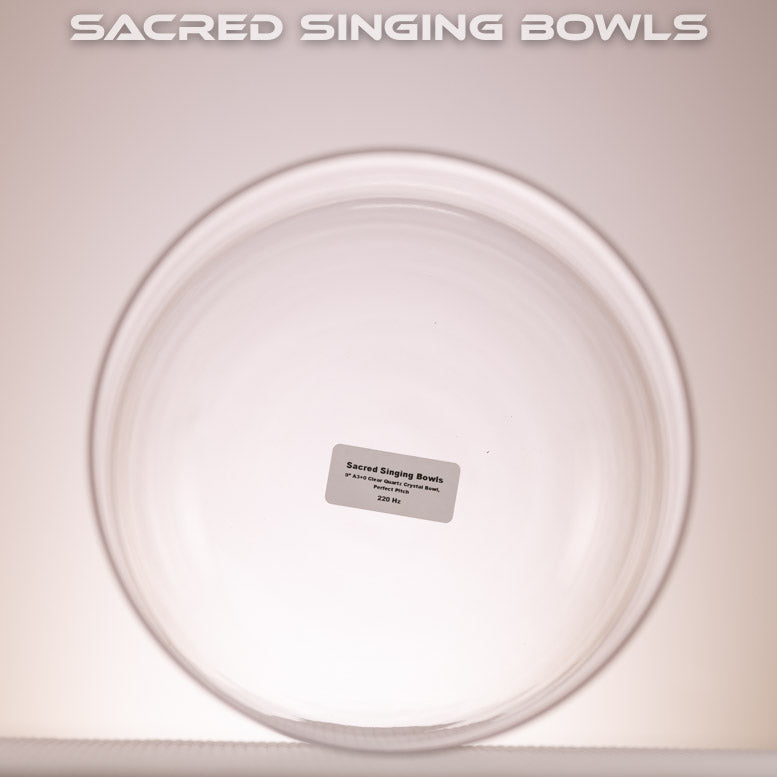 9" A+0 Clear Quartz Crystal Singing Bowl, Perfect Pitch, Sacred Singing Bowls