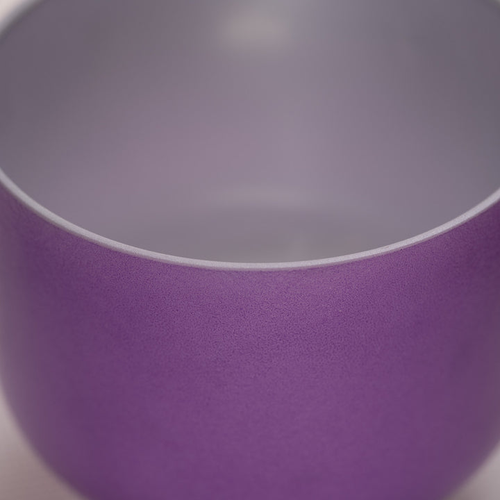 9" G#-23 Purple Dream Frosted Crystal Singing Bowl, Silver inside