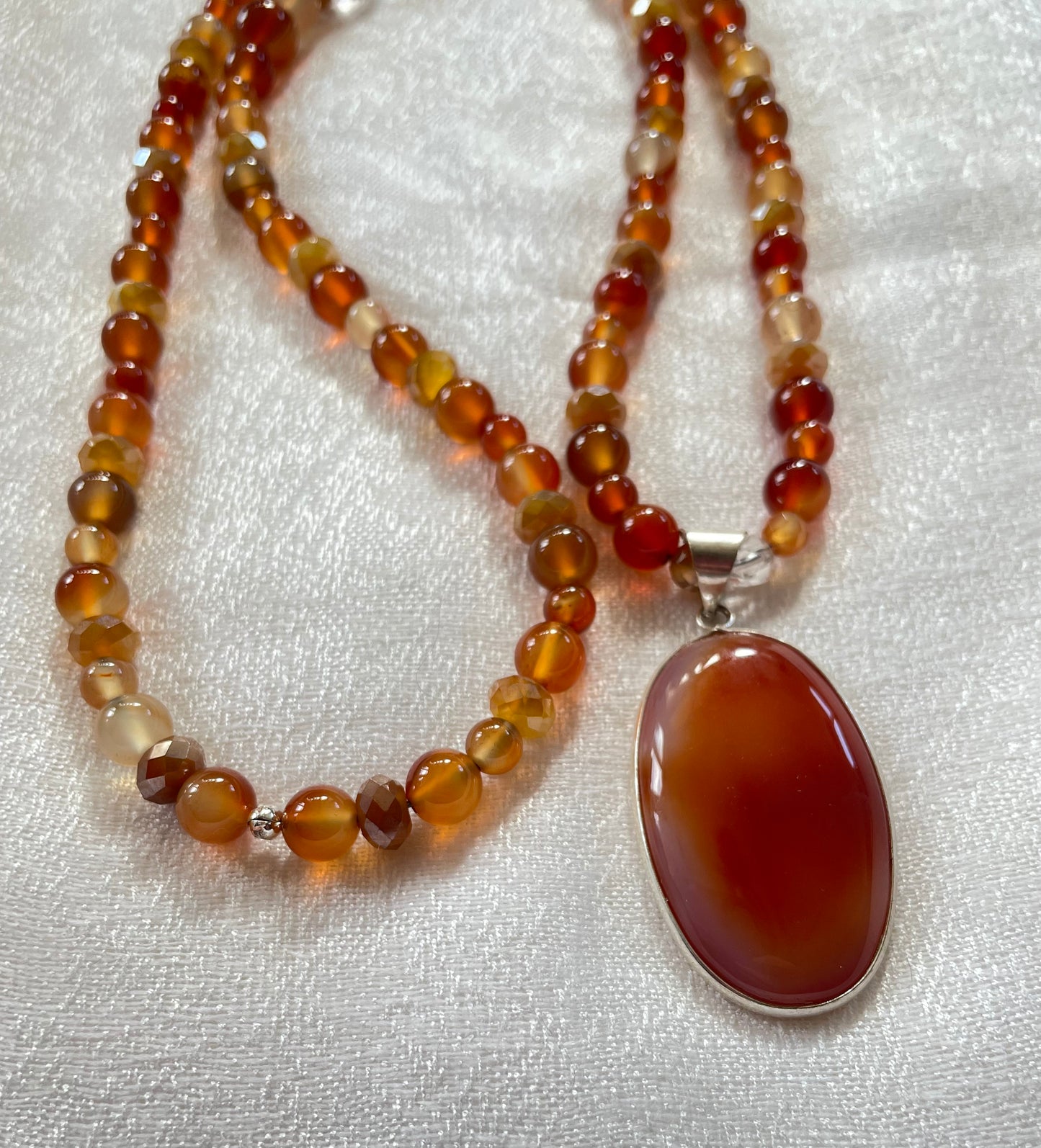 Carnelian Mala, smooth beads