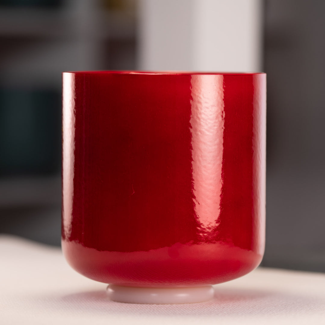 8" C-2 Crimson Dawn Crystal Singing Bowl, Perfect Pitch
