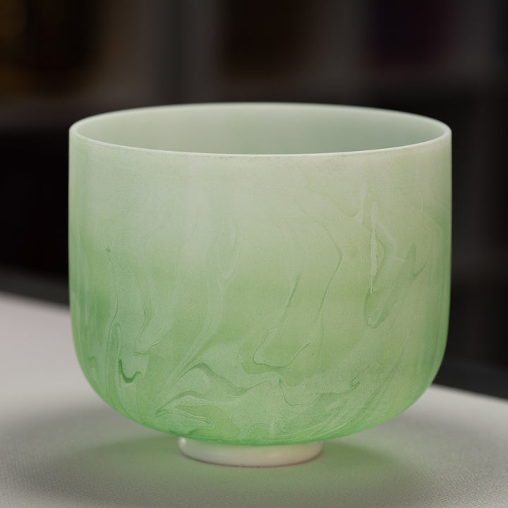 11" B-20 Green Swirl Frosted Crystal Singing Bowl