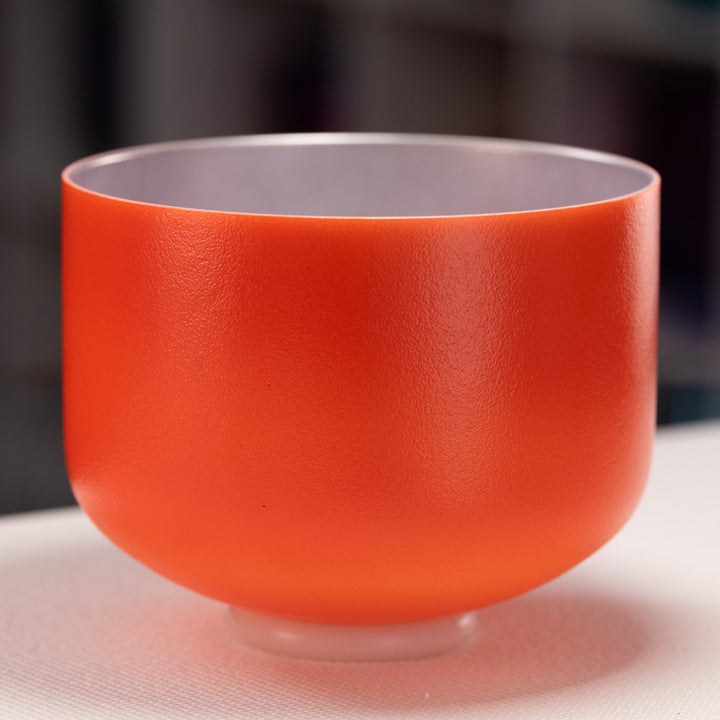 10" C#+5 Setting Sun Crystal Singing Bowl, Silver inside