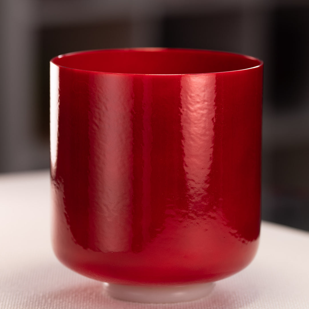 8" C-2 Crimson Dawn Crystal Singing Bowl, Perfect Pitch
