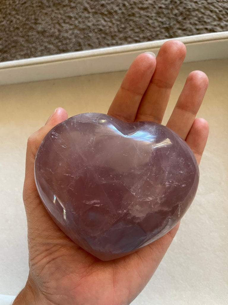 Large Dark Rose Quartz Heart