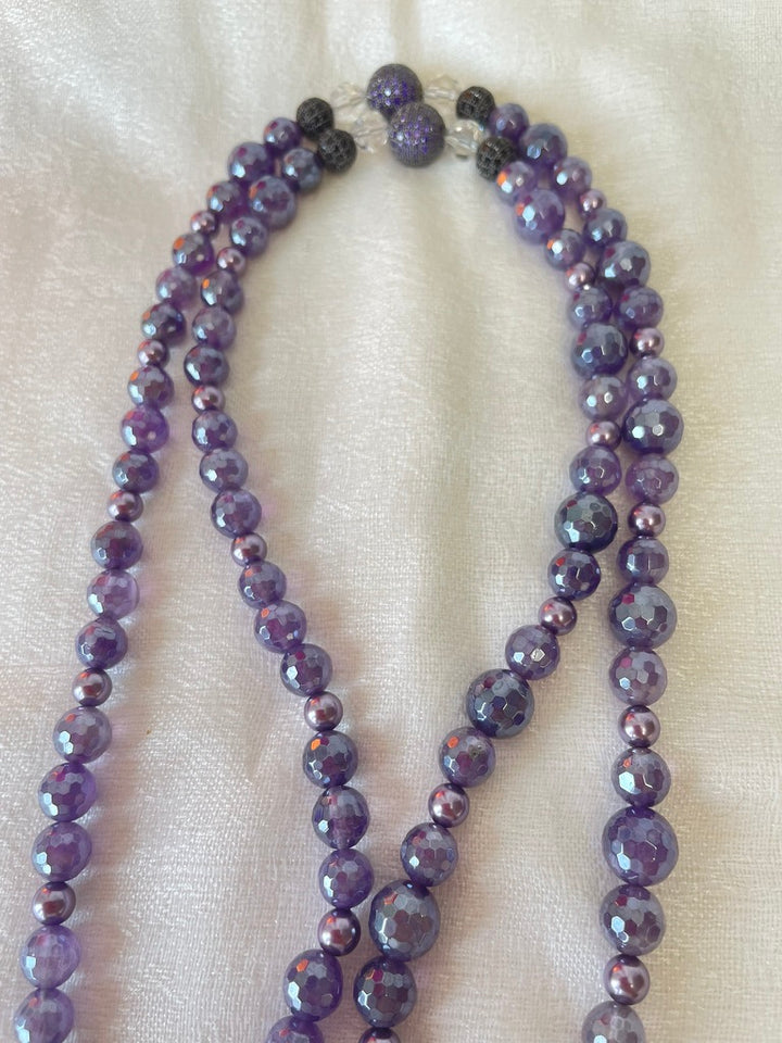 Faceted Amethyst Mala made by Tara Kaur
