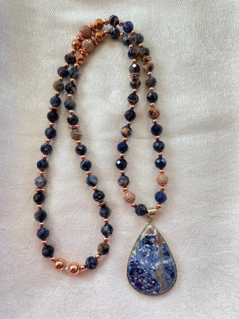 Faceted Sodalite Mala made by Tara Kaur