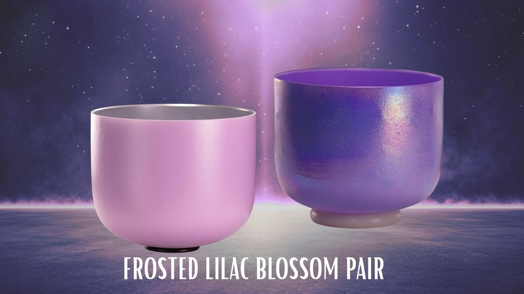 Two frosted lilac blossom bowls on a gradient background with text indicating the color and type.