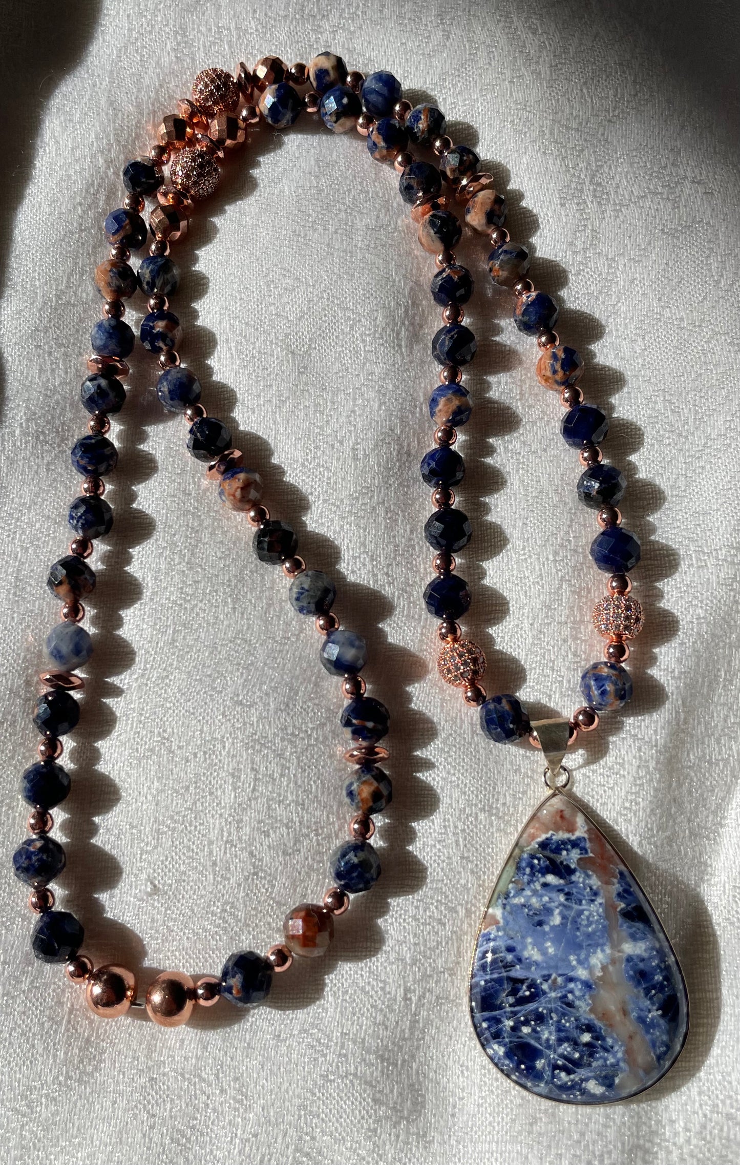 Faceted Sodalite Mala