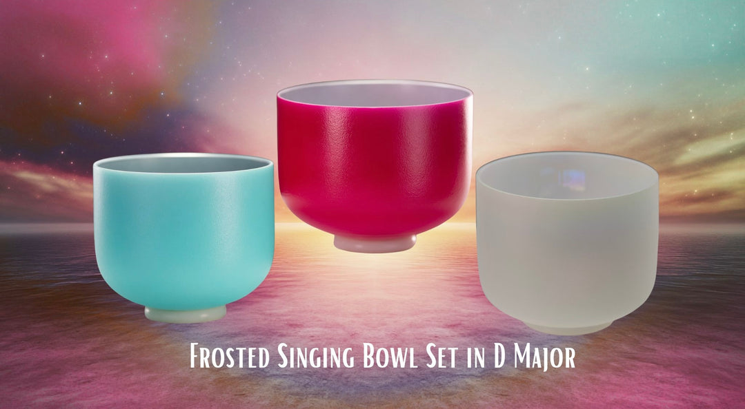 Gentle Awakening: Frosted Crystal Singing Bowl set in D Major