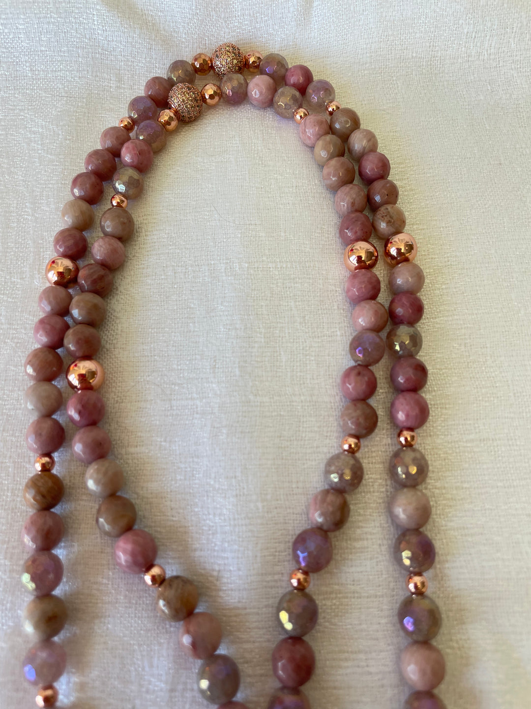 Faceted Rhodonite Mala