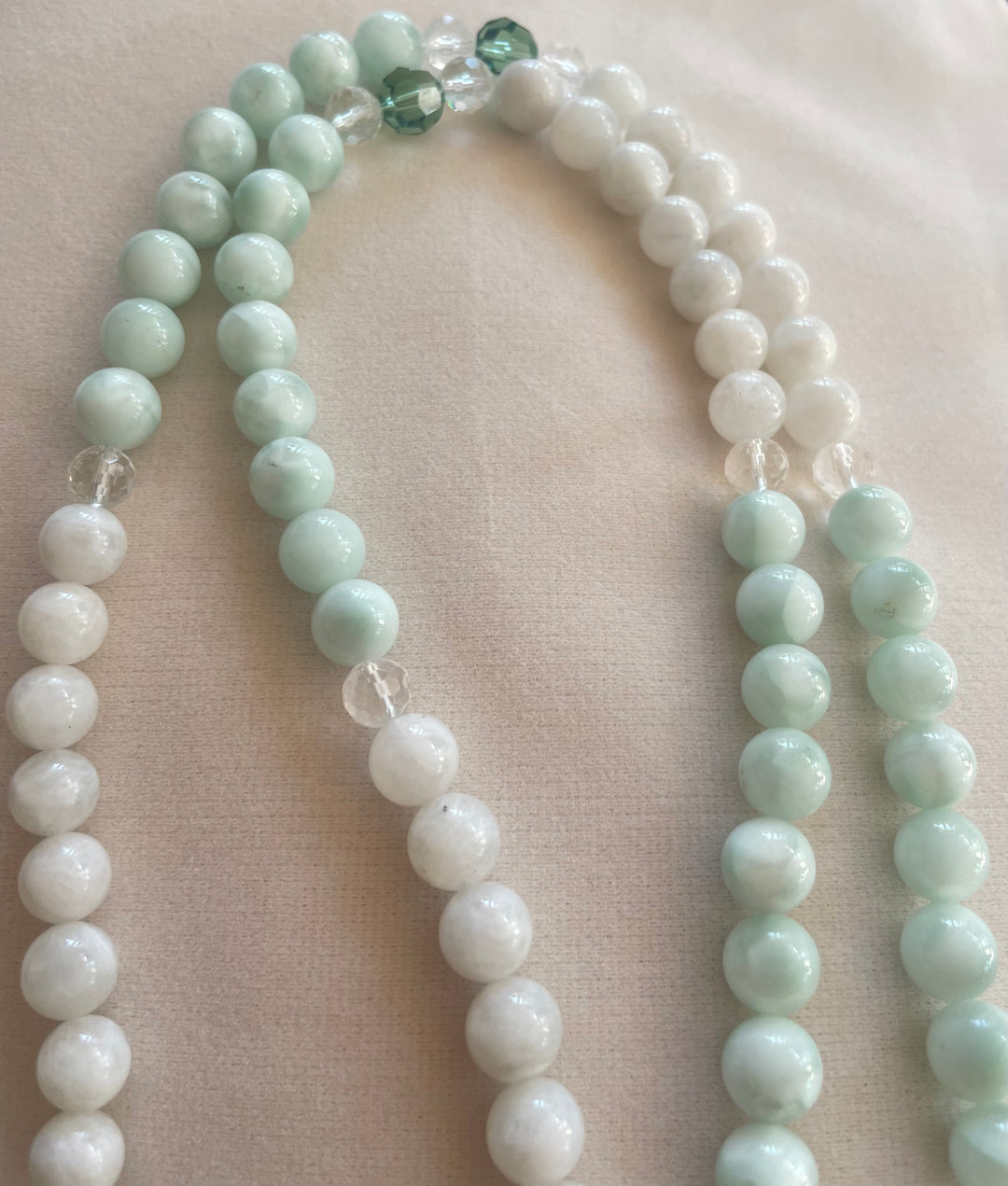 Green & White Moonstone Mala