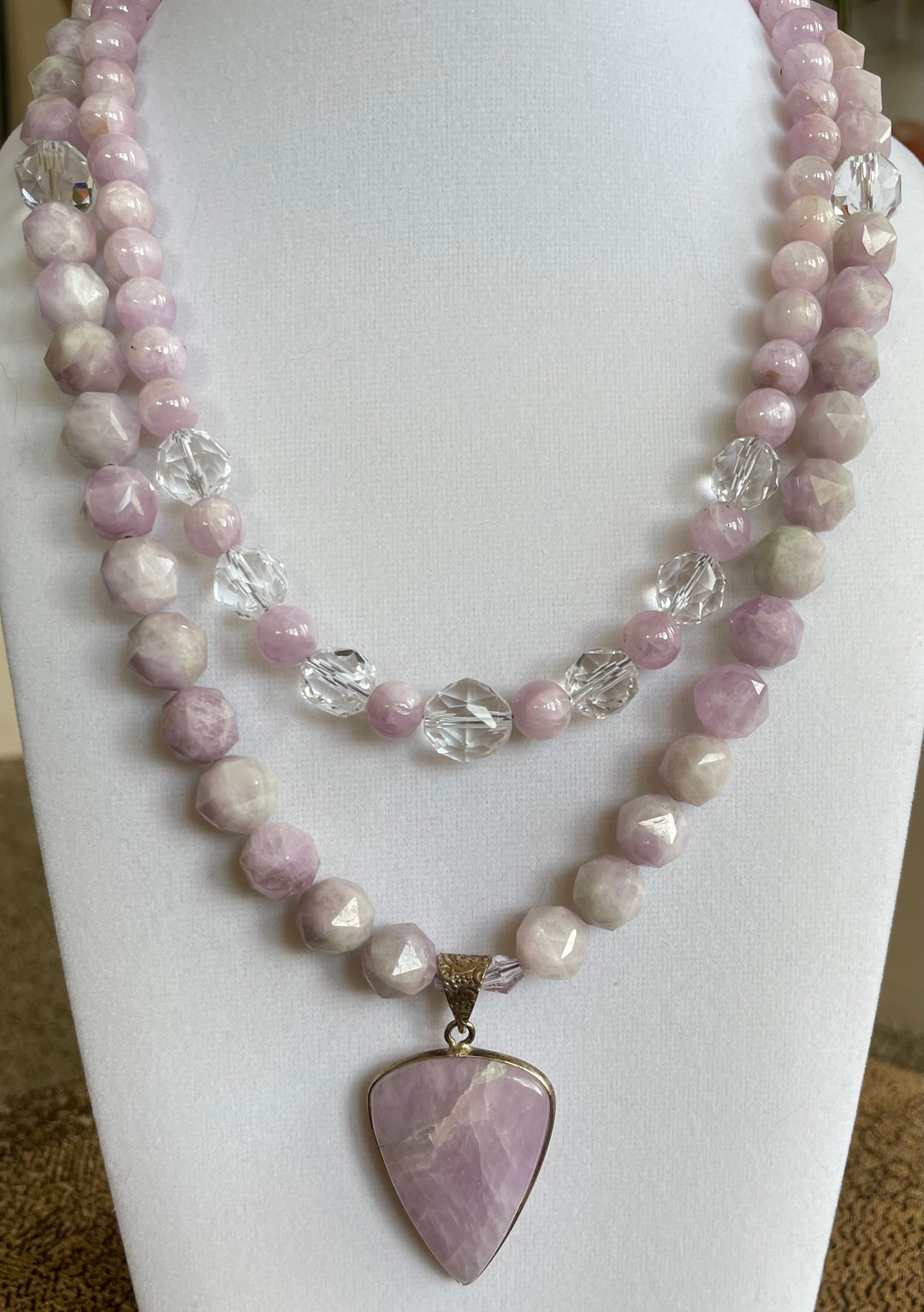Kunzite necklace with Kunzite pendant made by Tara Kaur