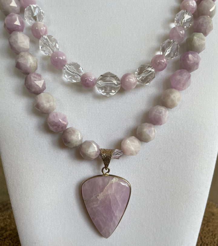 Kunzite necklace with Kunzite pendant made by Tara Kaur