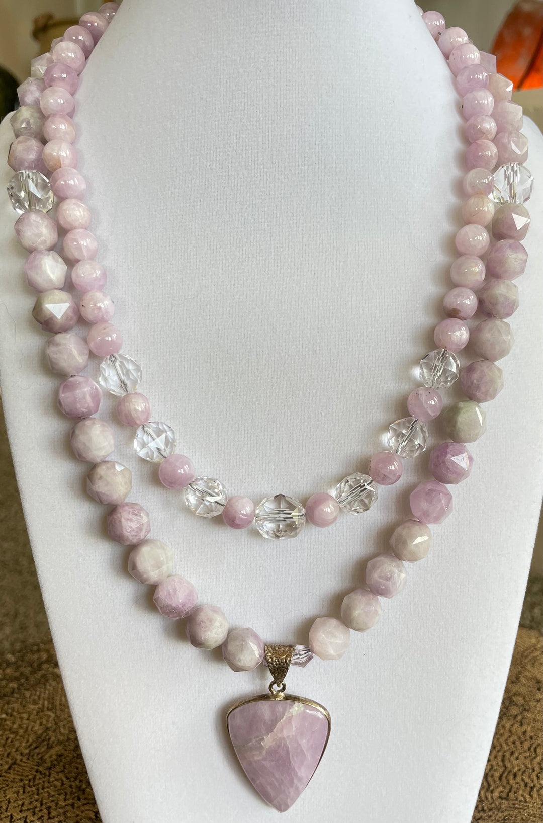 Kunzite necklace with Kunzite pendant made by Tara Kaur