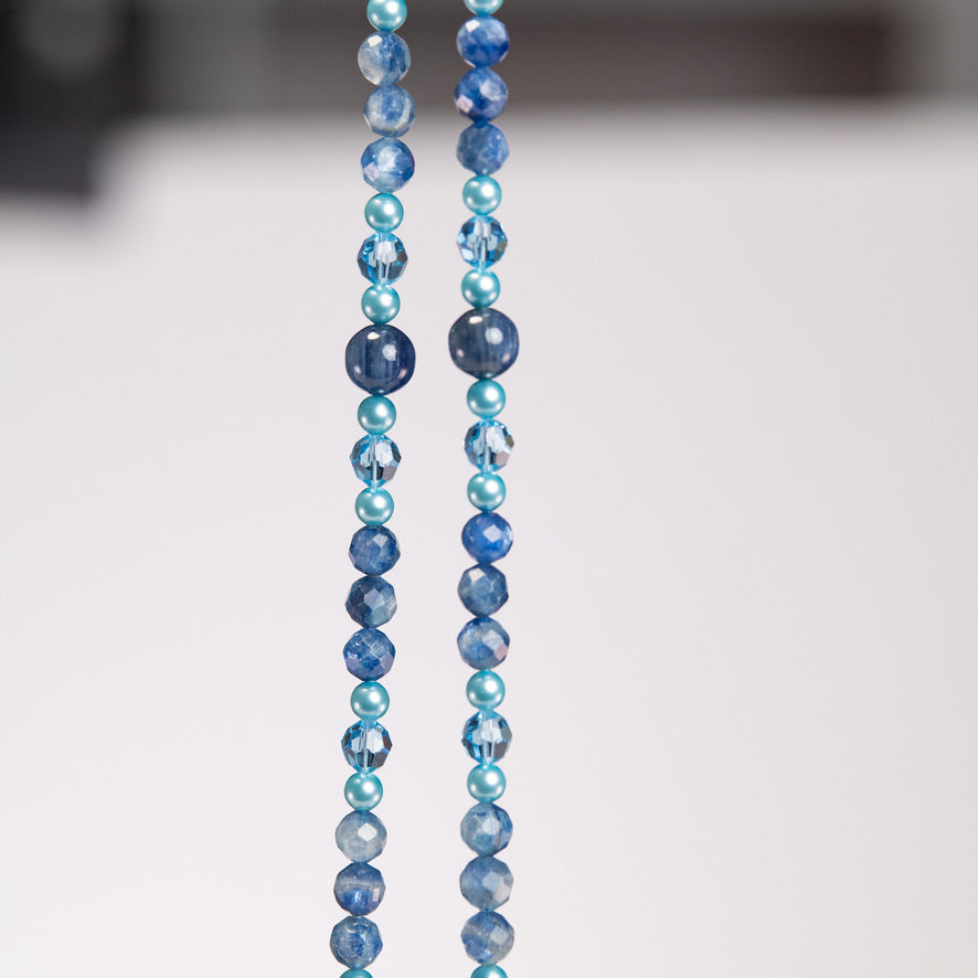 Kyanite mala close up