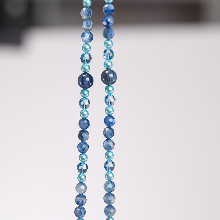 Kyanite mala close up