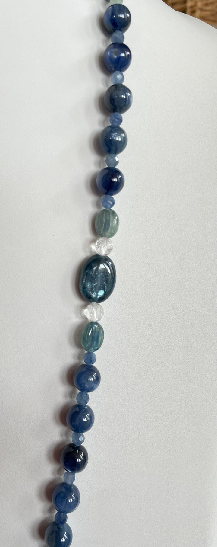 Kyanite beads close up