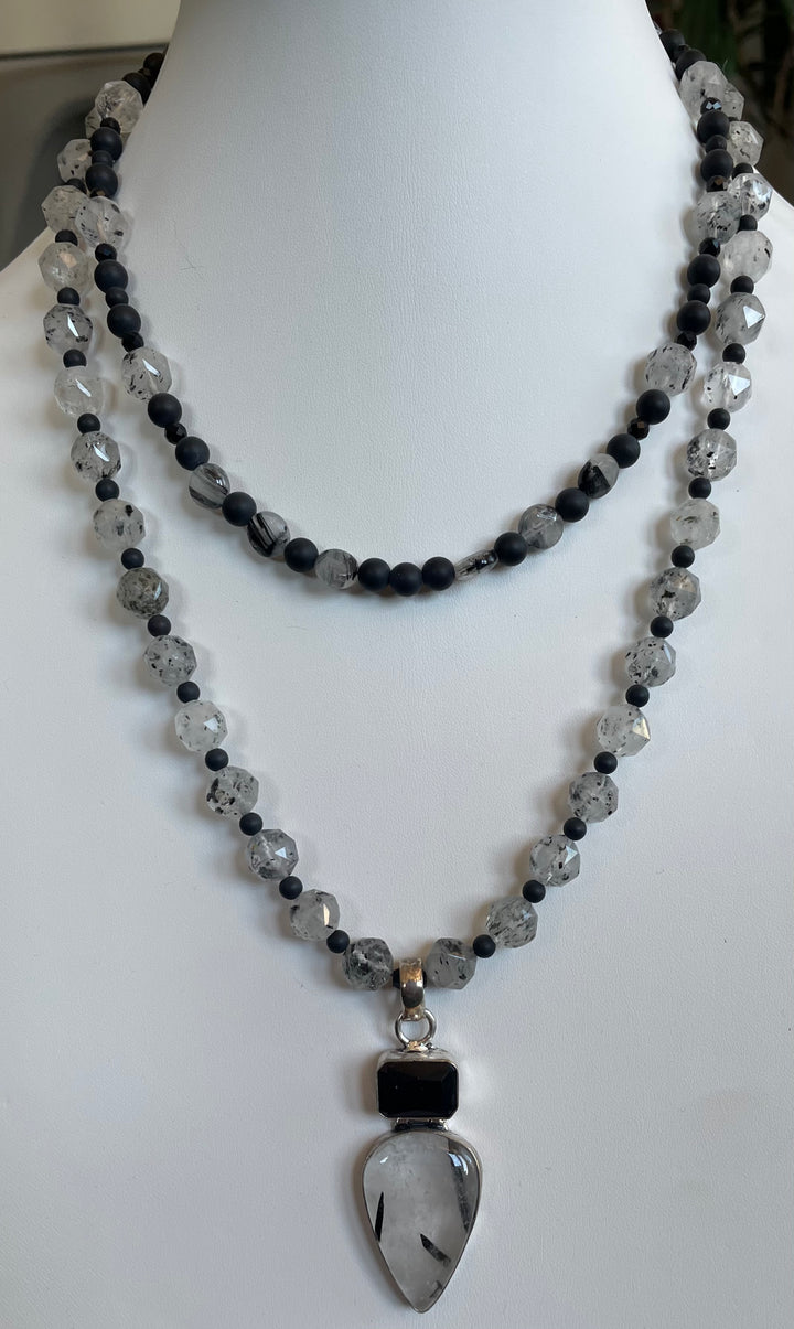 Onyx & Tourmalinated Quartz Necklace, made by Tara Kaur