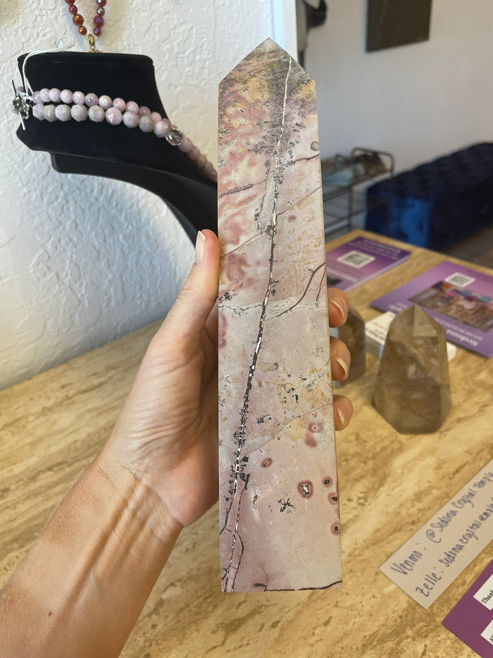 Pink Dendritic Jasper Tower
