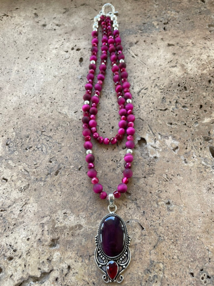 Pink Tiger Eye Necklace