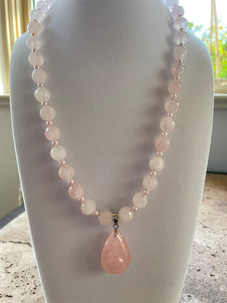 Rose Quartz Necklace made by Tara Kaur